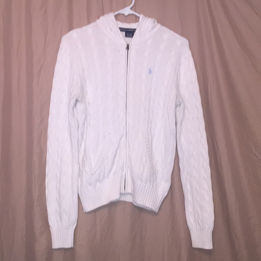 White Ralph Lauren Polo zipper sweater